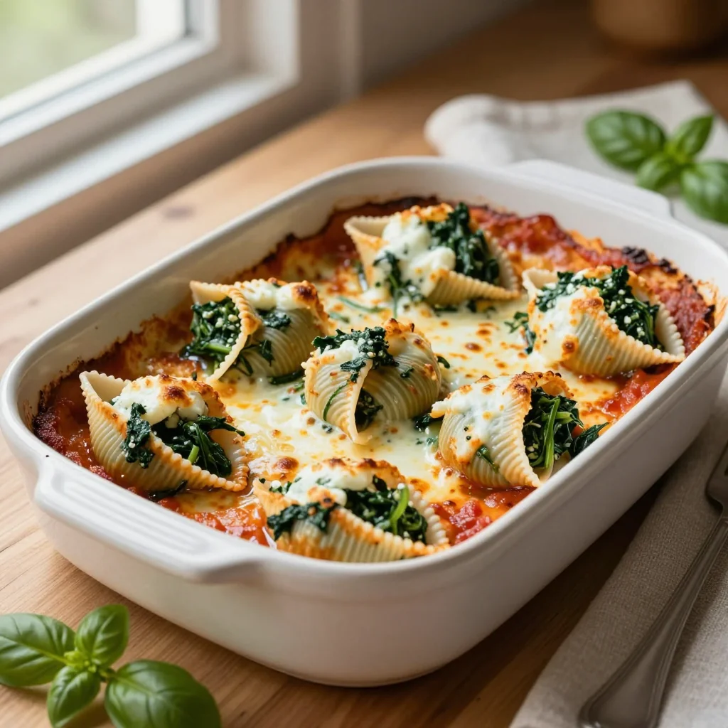 Spinach and Ricotta Stuffed Jumbo Shells