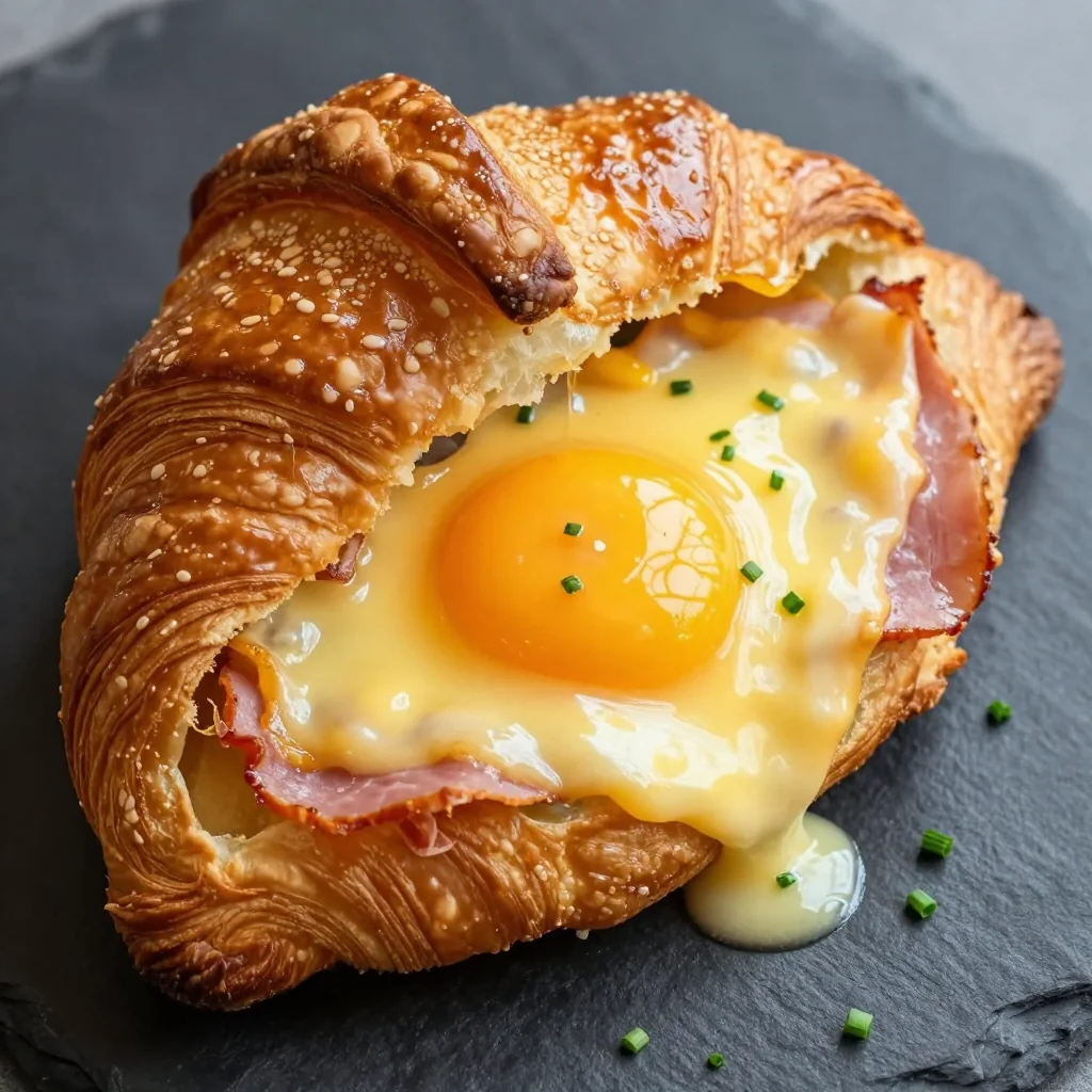 Freezer Friendly Breakfast Croissants with Ham and Egg