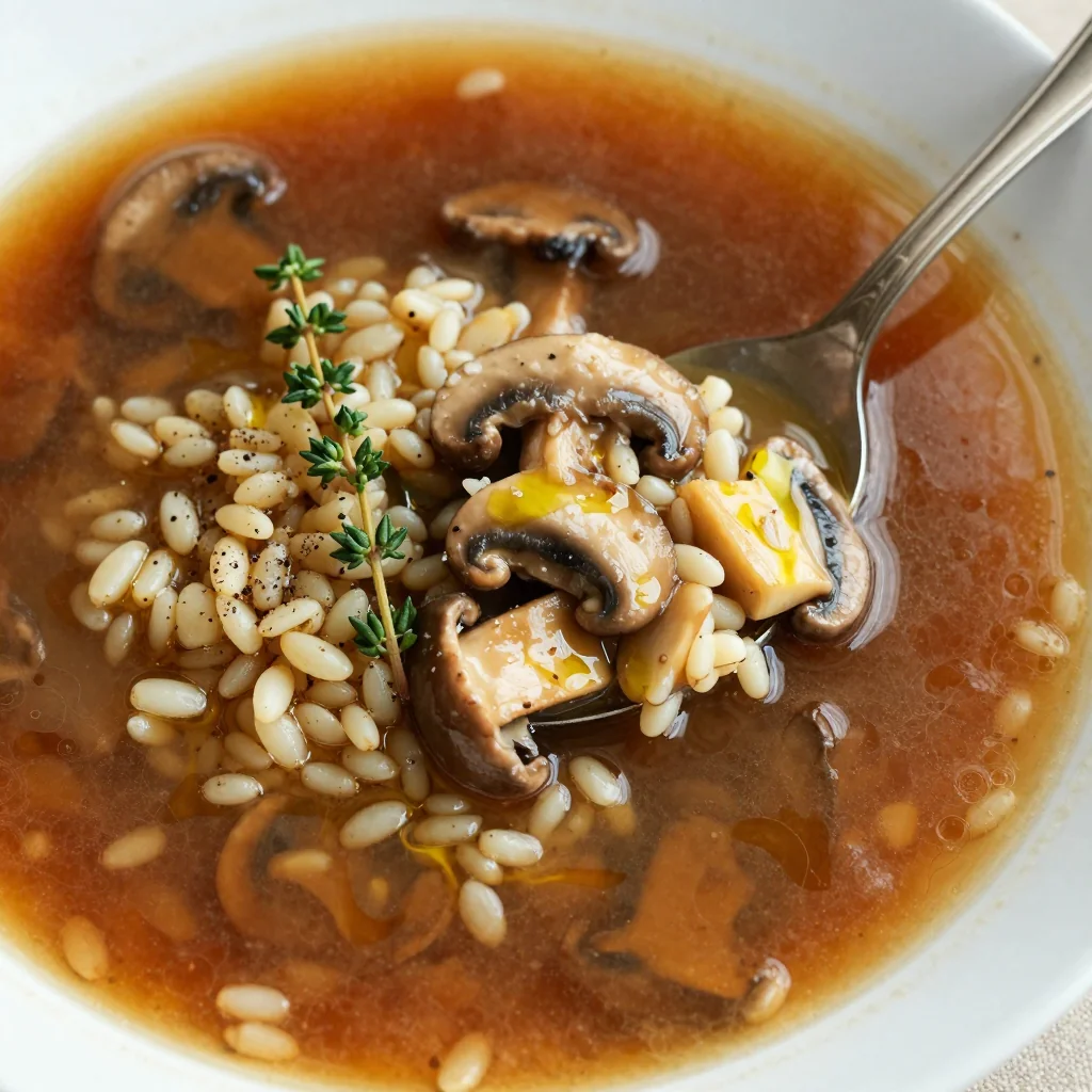 Cozy Mushroom Barley Soup with Fresh Thyme