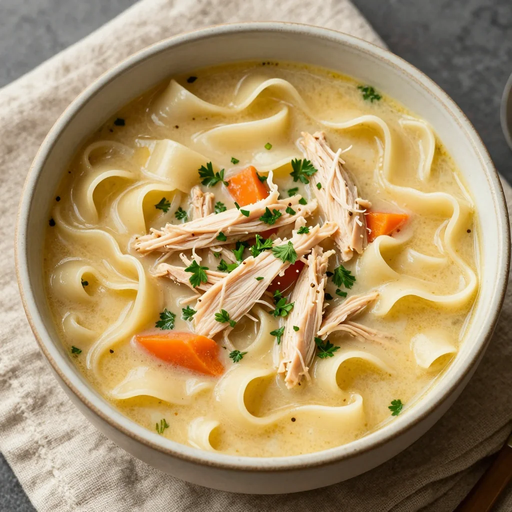 Winter Warmth Creamy Chicken Noodle Soup from Scratch