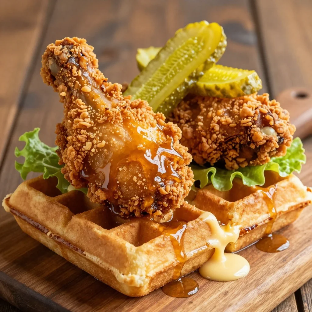 Crispy Chicken Waffle Sandwiches for Brunch
