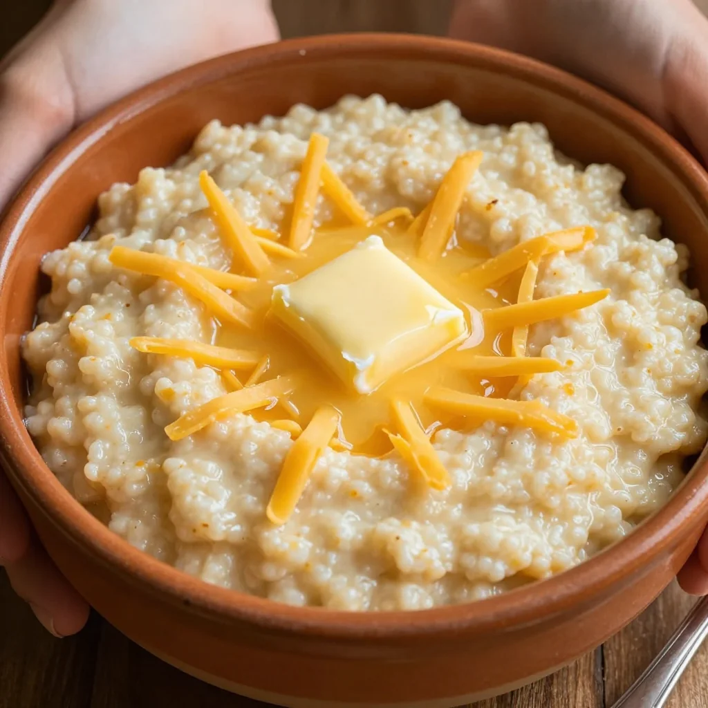 Freezer Prep Breakfast Grits with Cheese and Butter