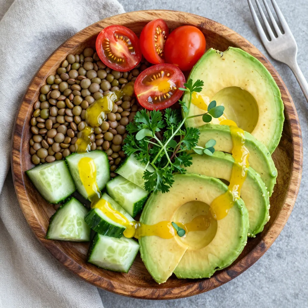 Meal Prep Vegan Lentil Salad with Lemon Vinaigrette
