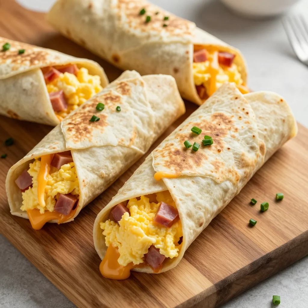 Freezer Ready Breakfast Burritos with Ham Egg and Cheese for a Classic Morning Meal