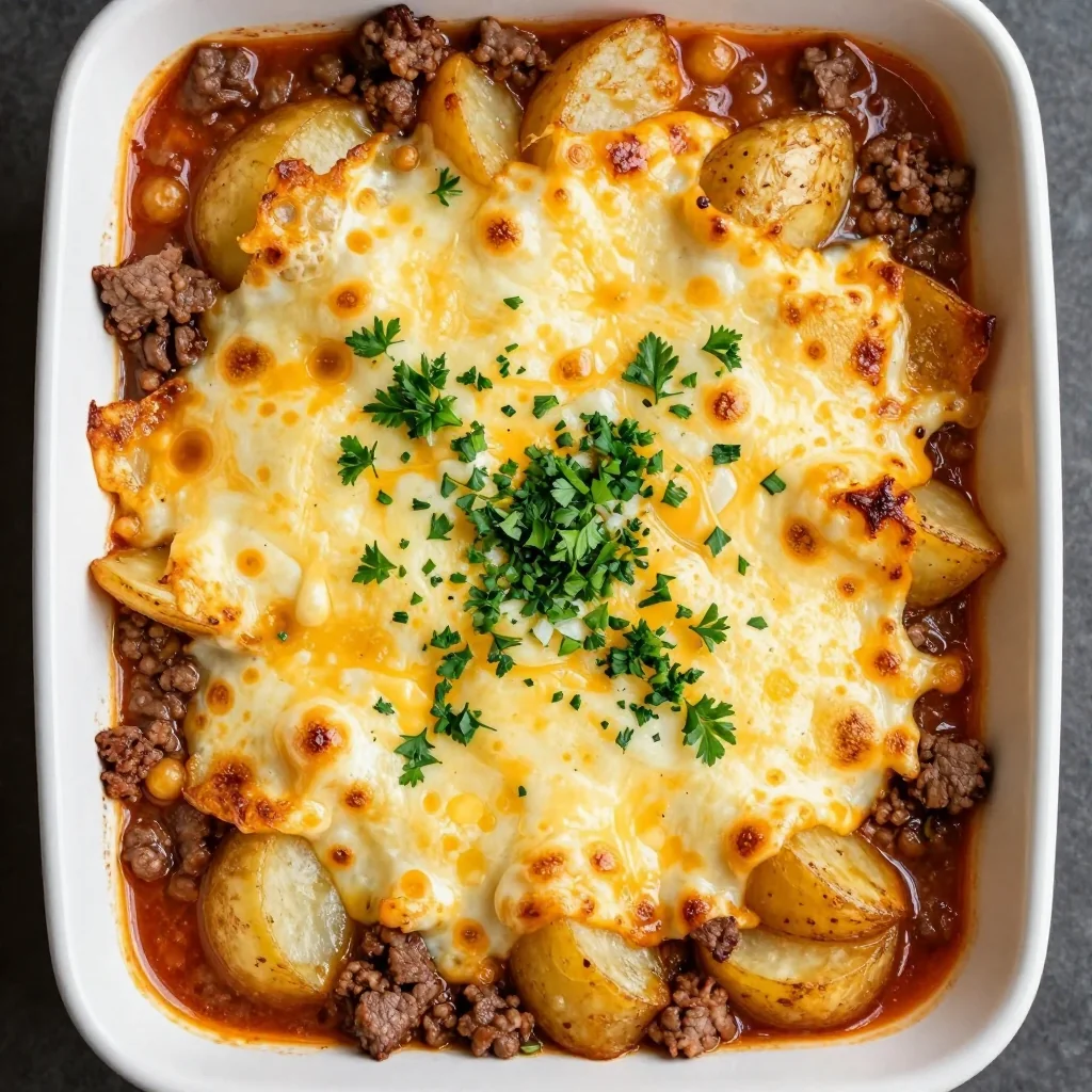 Easy Cheesy Ground Beef and Potato Bake for Families