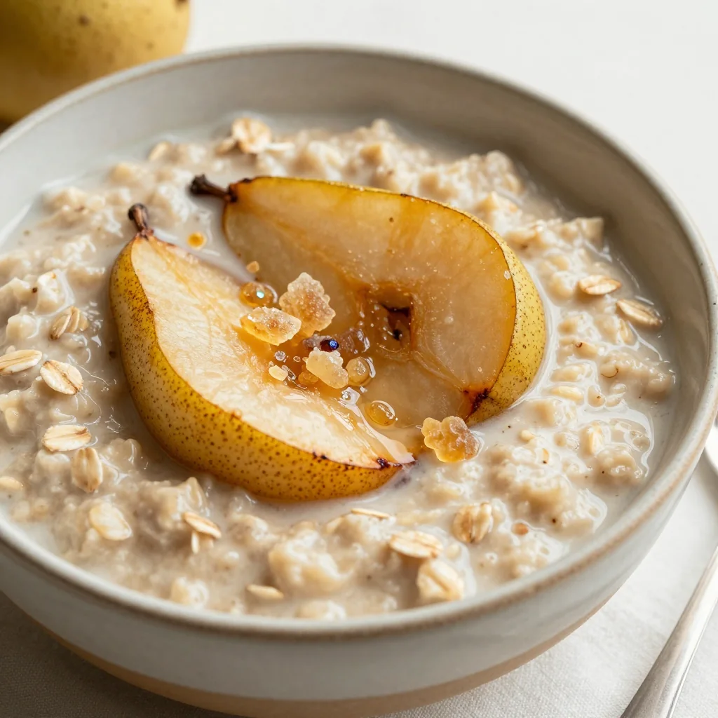 Healthy Warm Oatmeal with Pears and Ginger