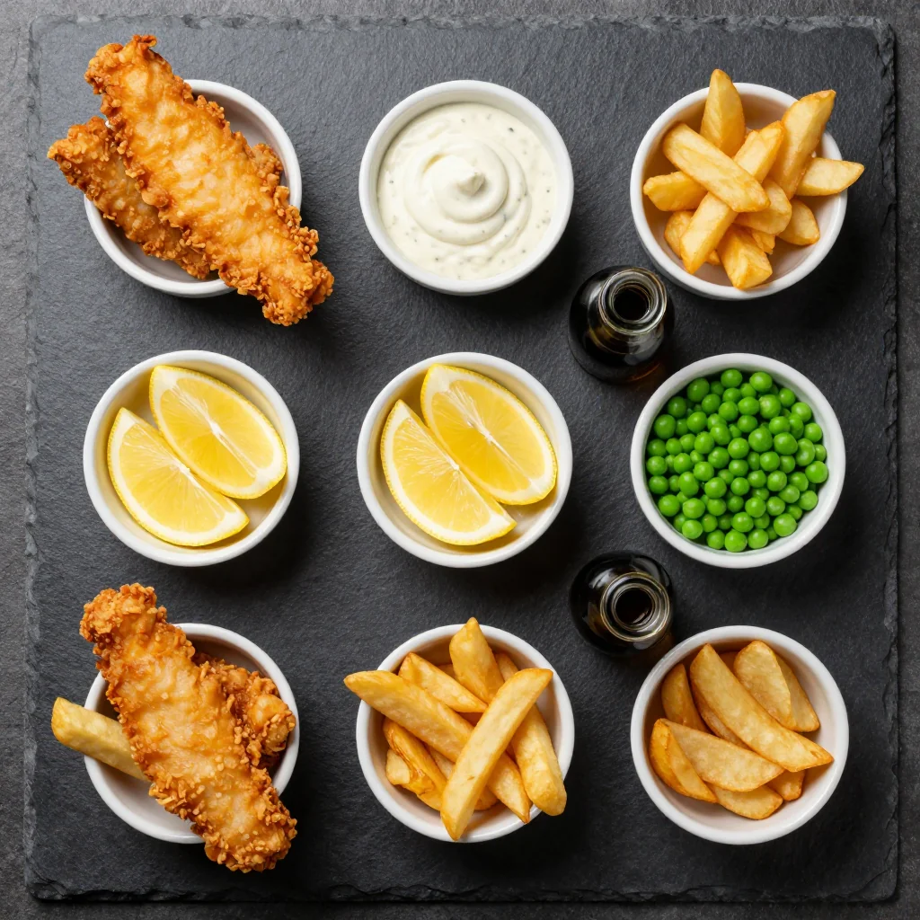 Ingredients for crispy fish and chips