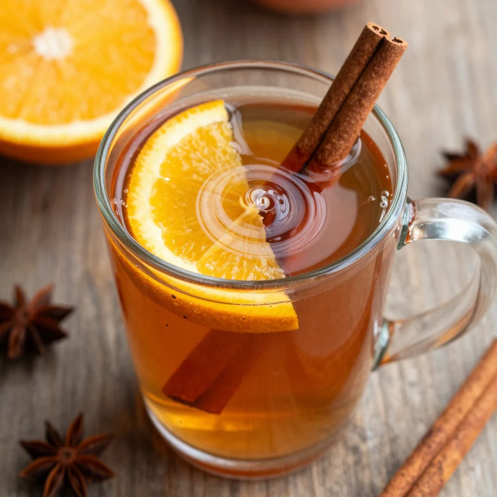 Warm Apple Cider with Orange for Winter Punch