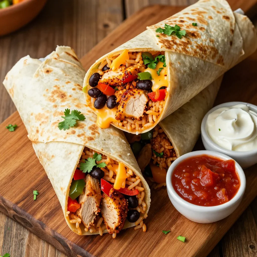 Spicy Chicken and Rice Burritos for a Crowd