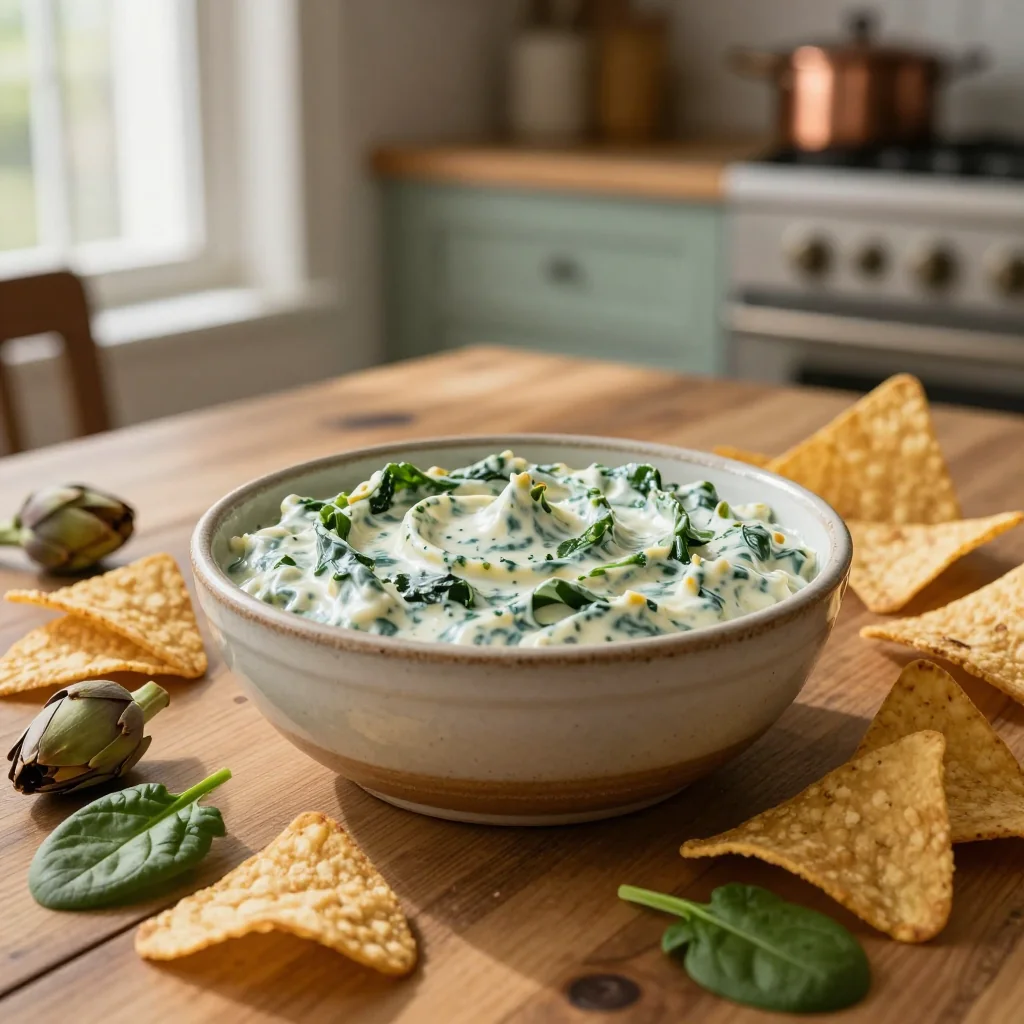 Spinach Artichoke Dip with Tortilla Chips