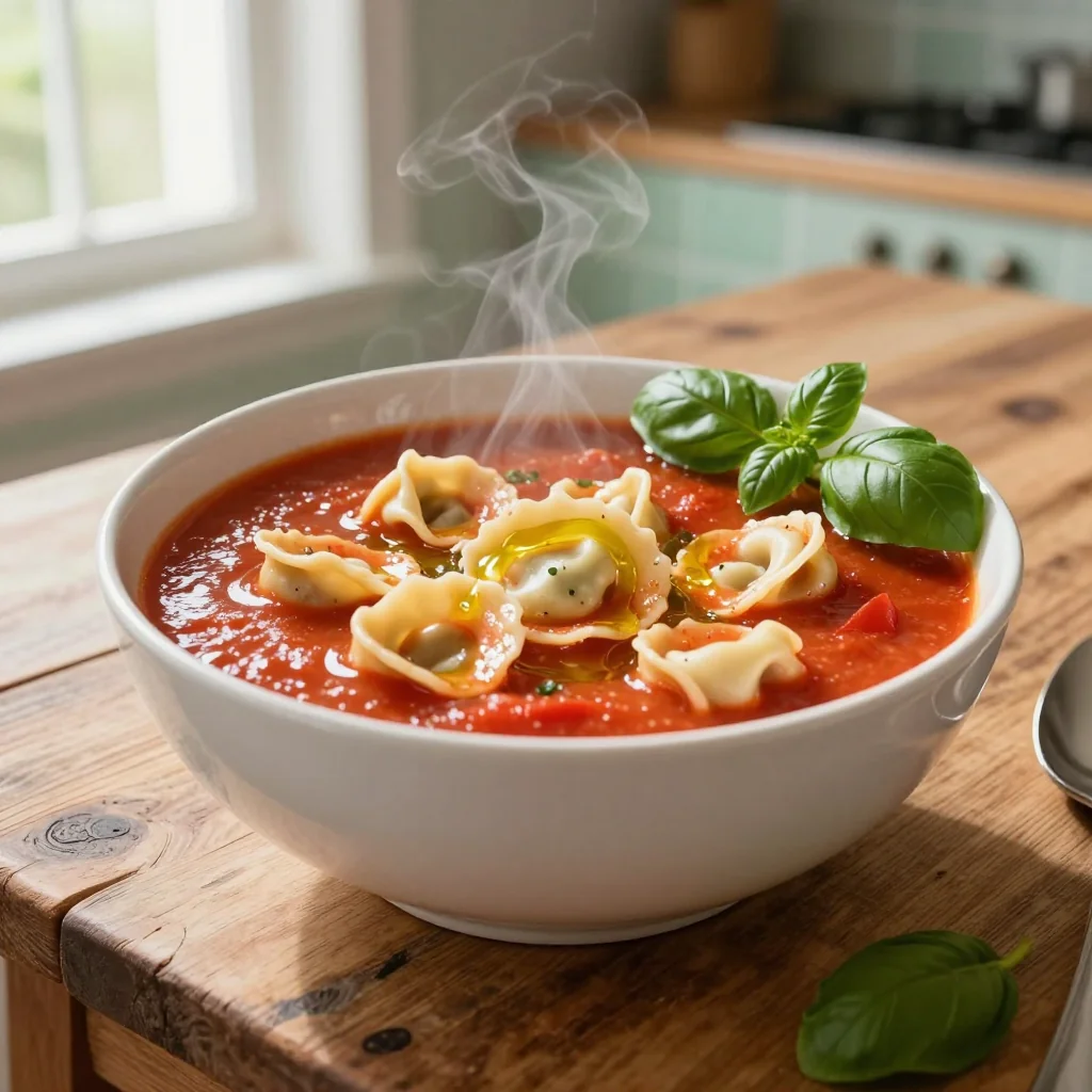 Creamy Tomato Basil Soup with Tortellini