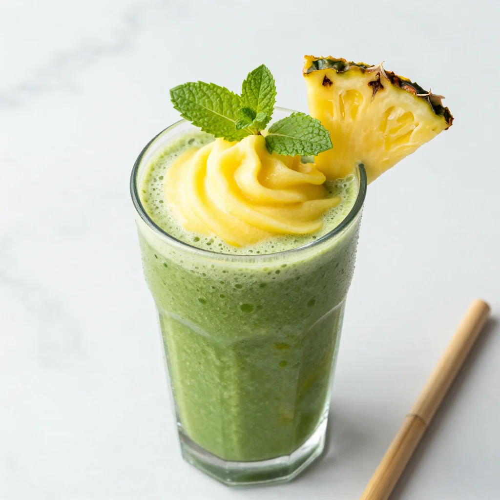 Detox Green Smoothie With Pineapple And Mint Kick