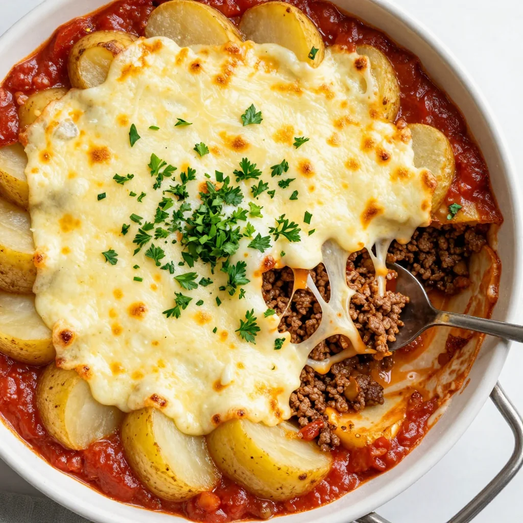 Easy Cheesy Ground Beef and Potato Casserole for a Budget Meal