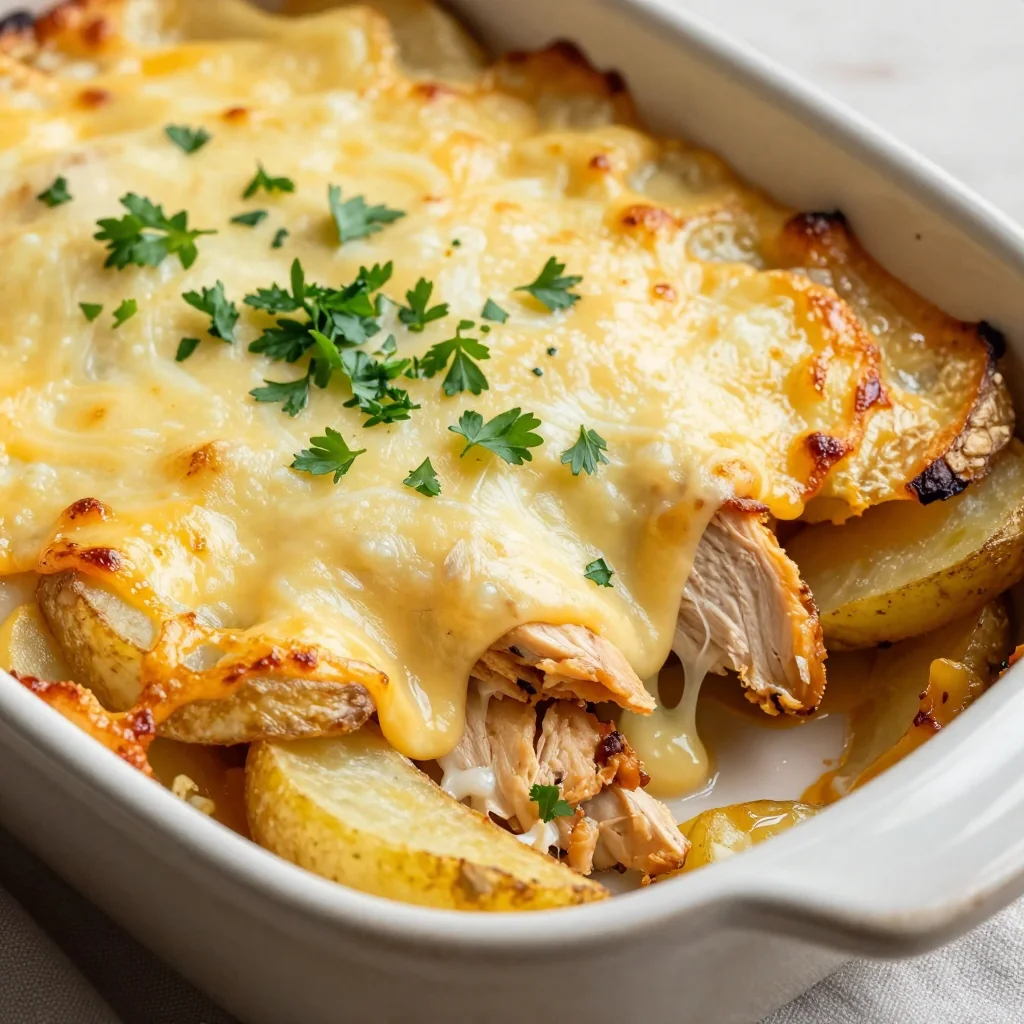 Kid Friendly Cheesy Chicken and Potato Bake for Comfort Food