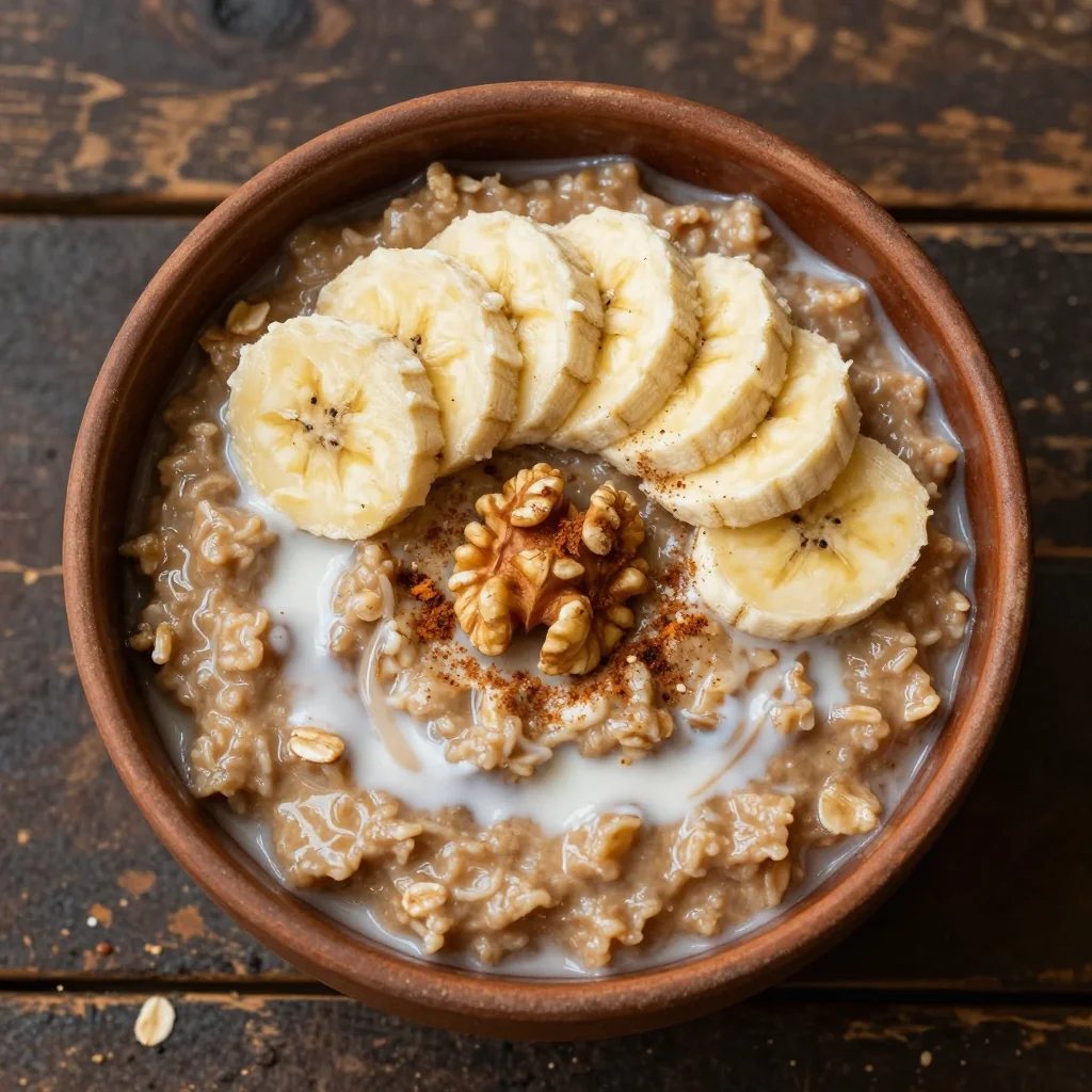 Warm Brown Sugar Oatmeal with Bananas for Breakfast