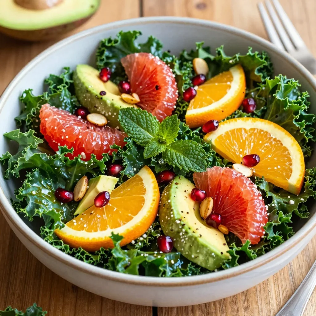 citrus kale salad with grapefruit and oranges for winter detox meals