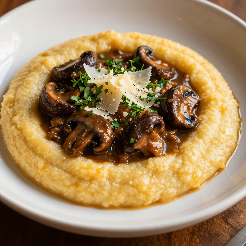 Creamy Polenta Topped Mushroom Ragu Showstopper