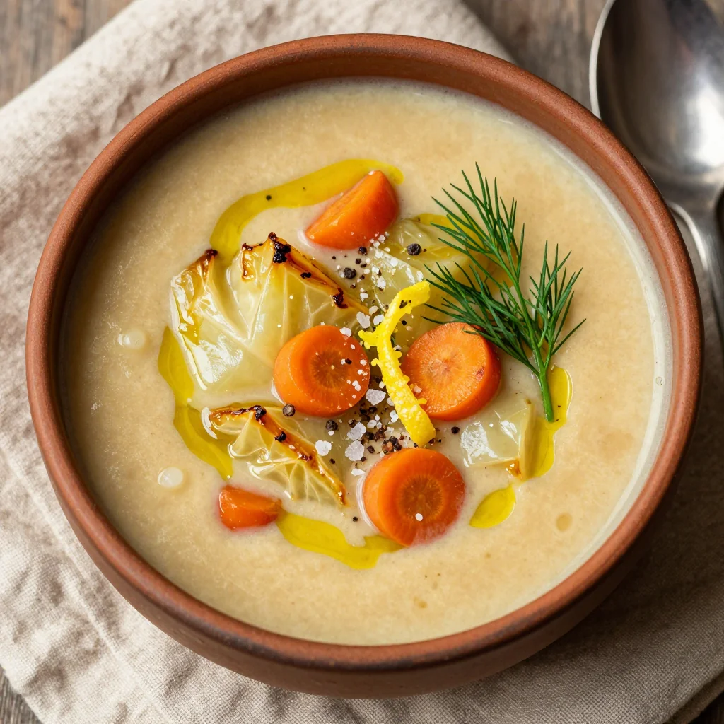 creamy roasted cabbage and carrot soup for detox and light dinners