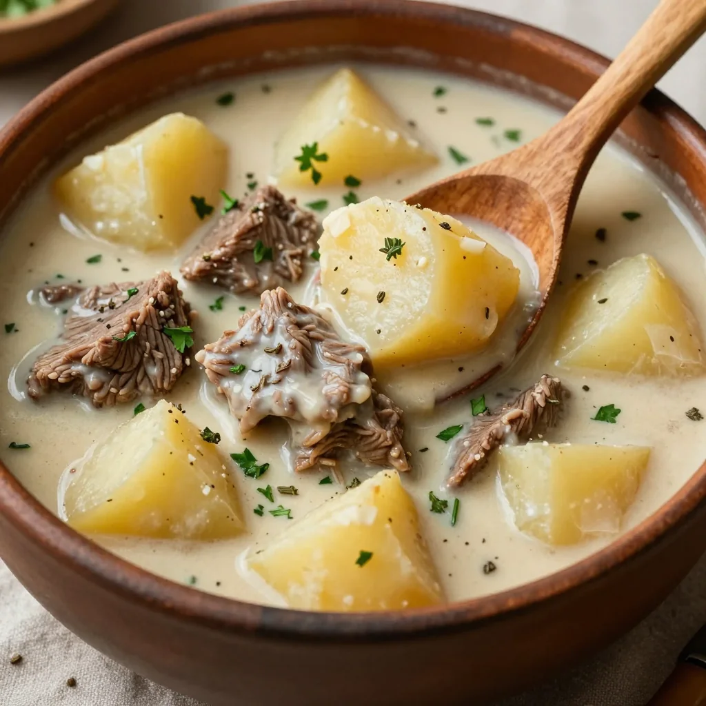 One-Pot Creamy Beef and Potato Stew for a Hearty Meal