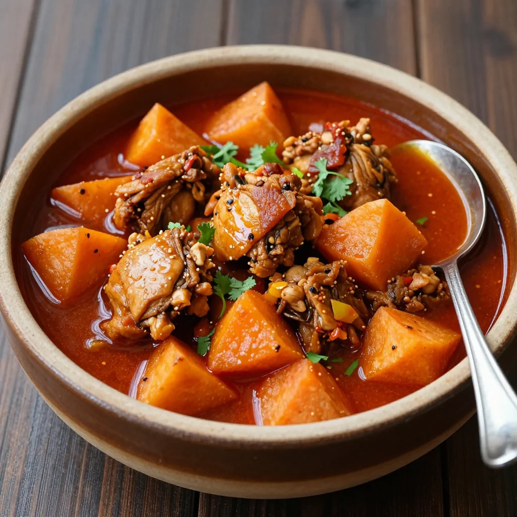 High Protein Spicy Chicken and Sweet Potato Stew