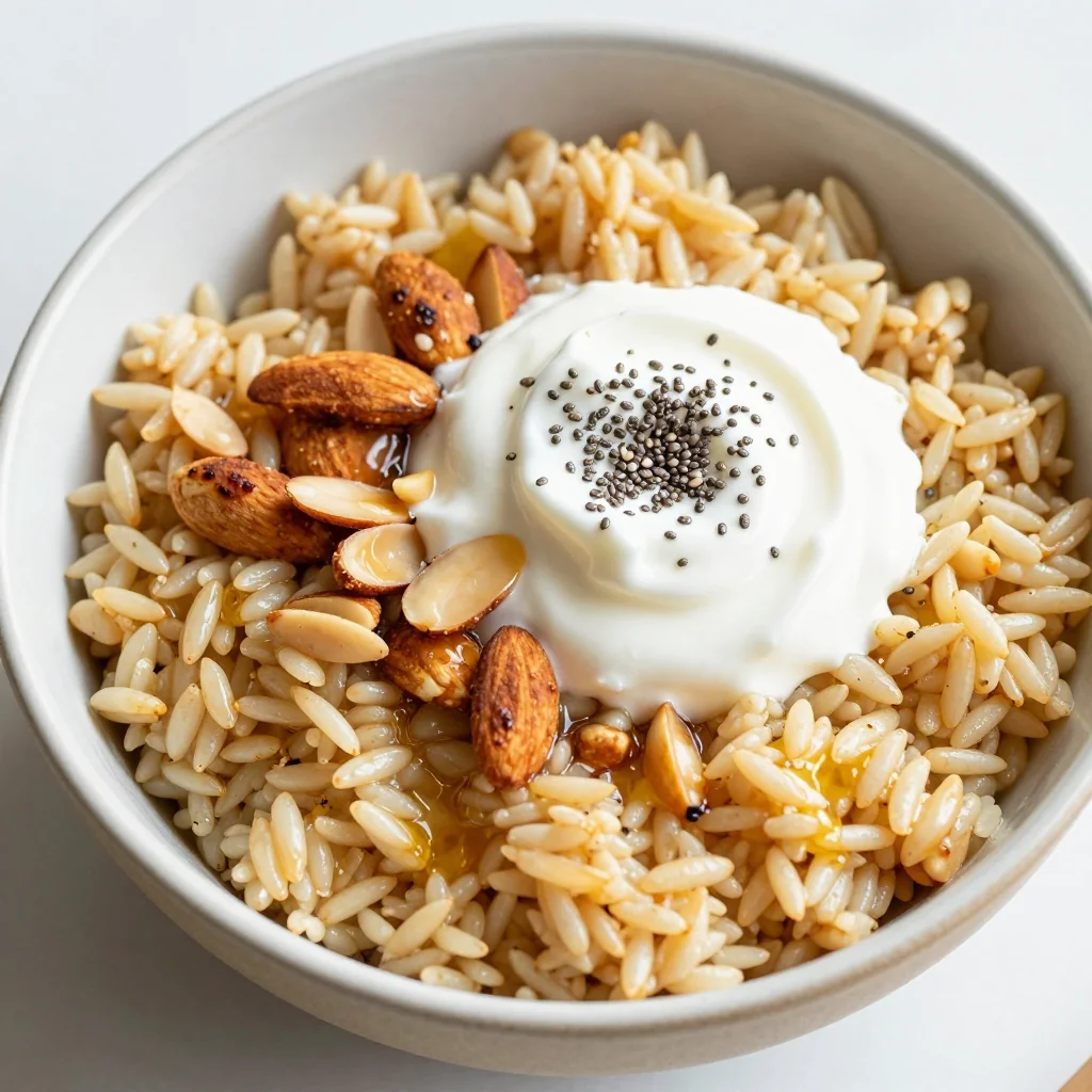 Warm Spiced Breakfast Rice with Almonds for Cozy Warmth