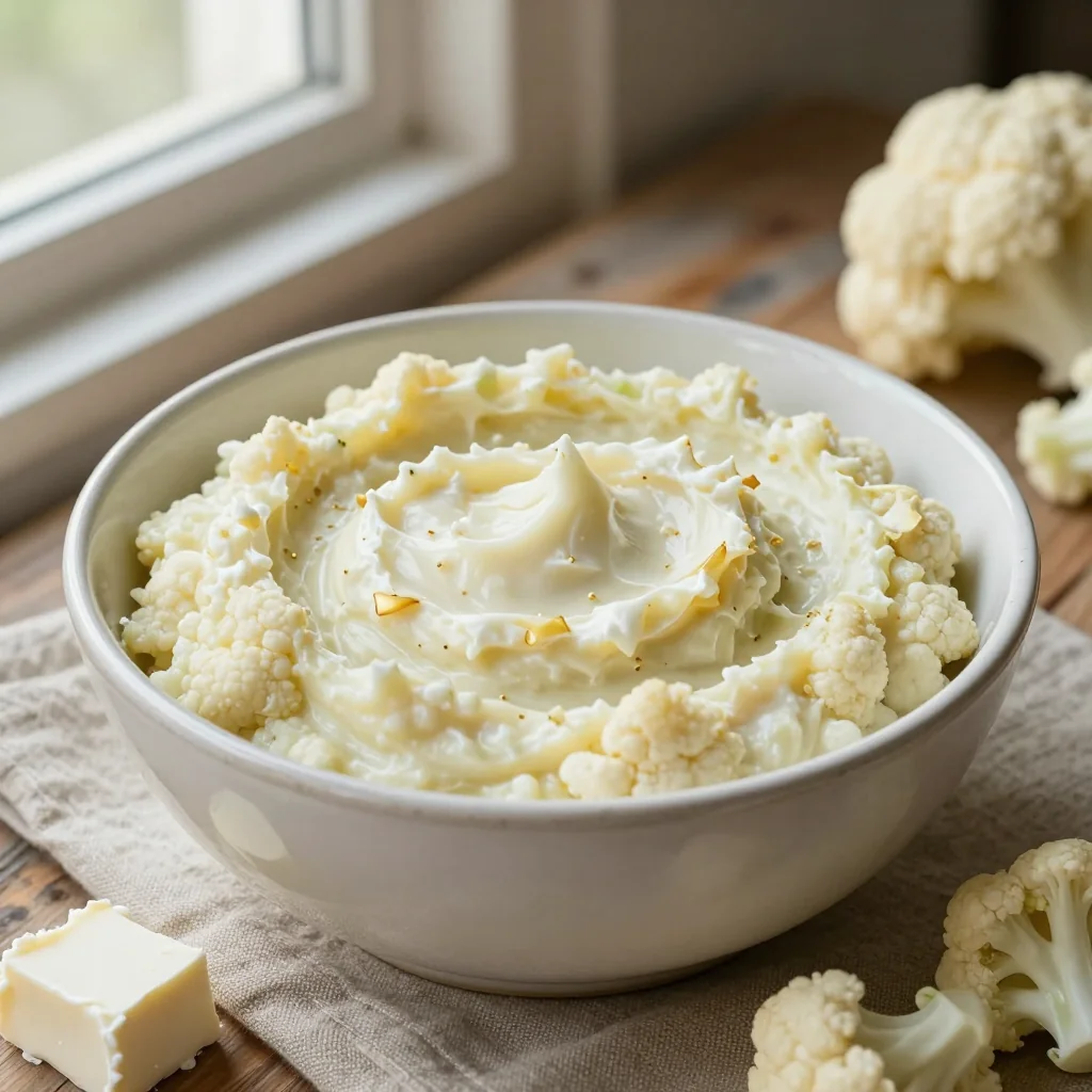 Garlic Mashed Cauliflower with Cream Cheese