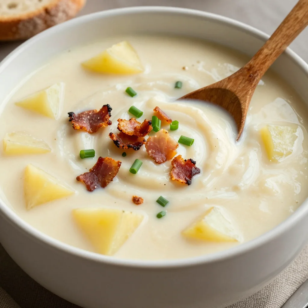 Cozy Vegan Potato Soup with Crispy Bacon Bits