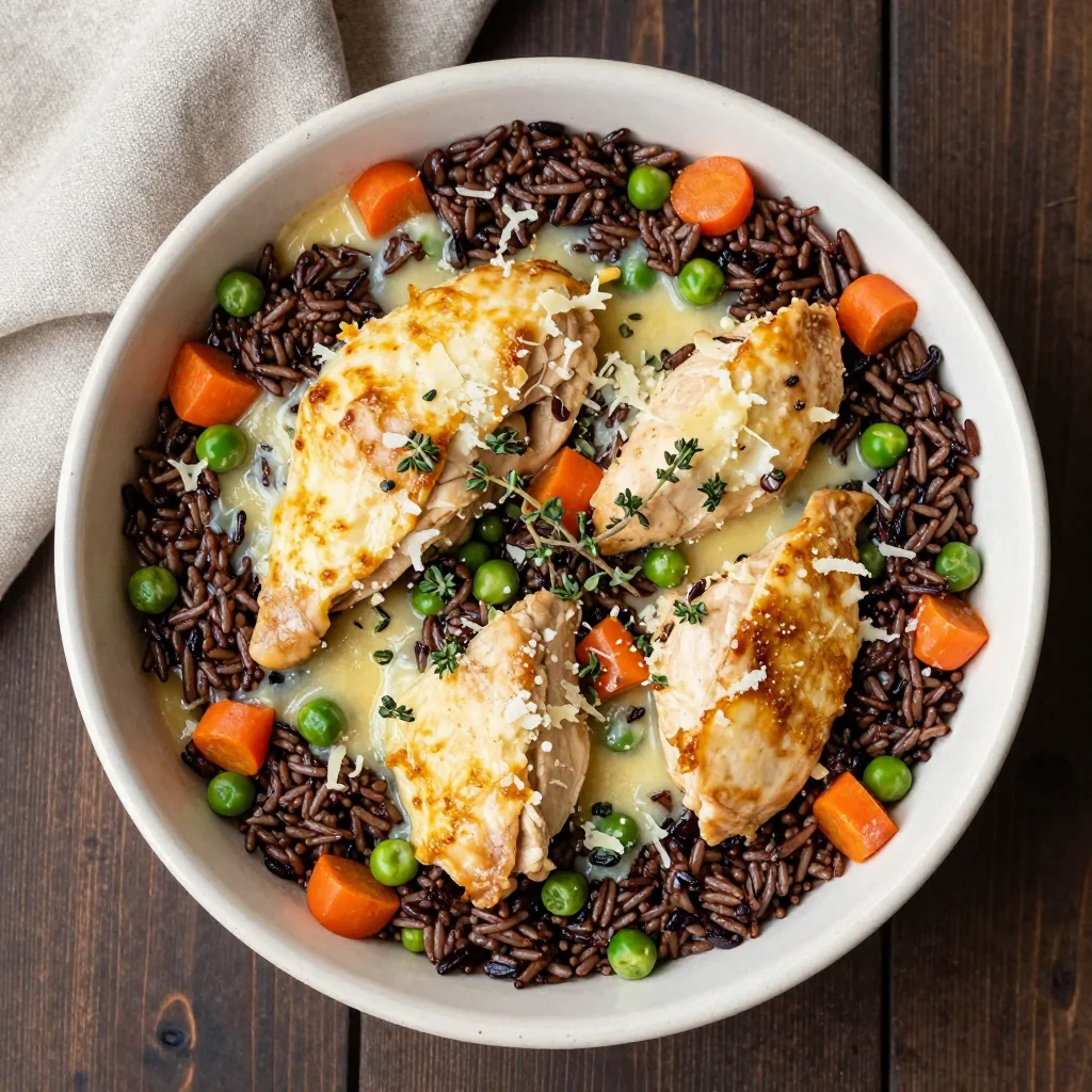 Winter Comfort Creamy Chicken and Wild Rice Bake