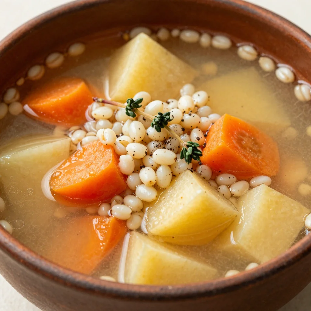 Pantry Clean-Out Soup with Barley and Roots