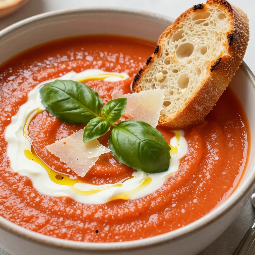 Creamy Tomato Soup with Basil and Parmesan