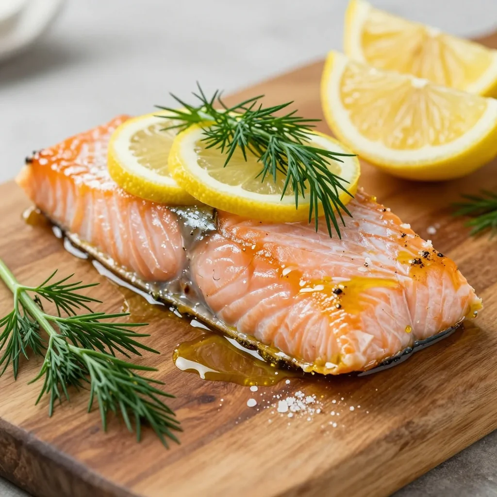 Baked Salmon with a Lemon and Dill Topping