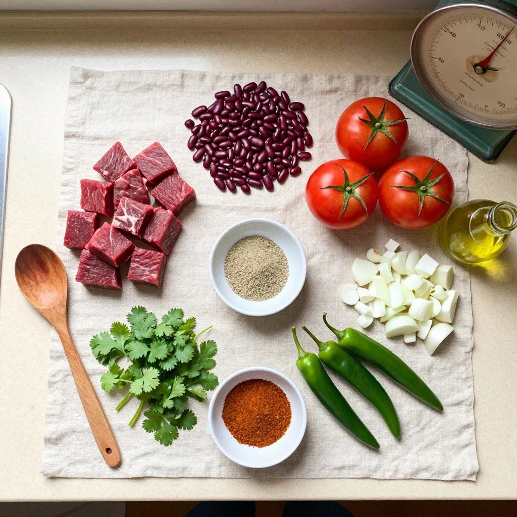 All ingredients for Beef Chili with Beans and Tomatoes