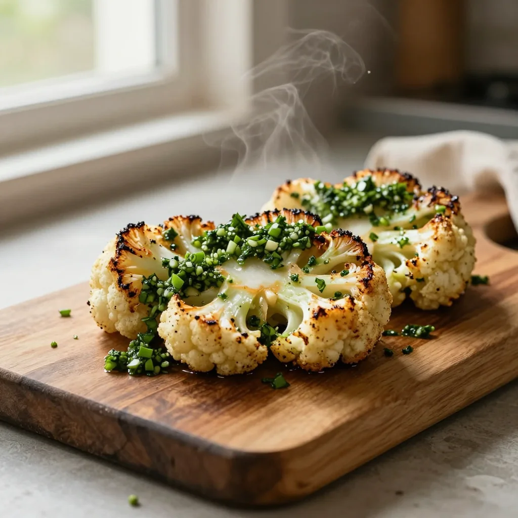Roasted Cauliflower Steaks with Chimichurri