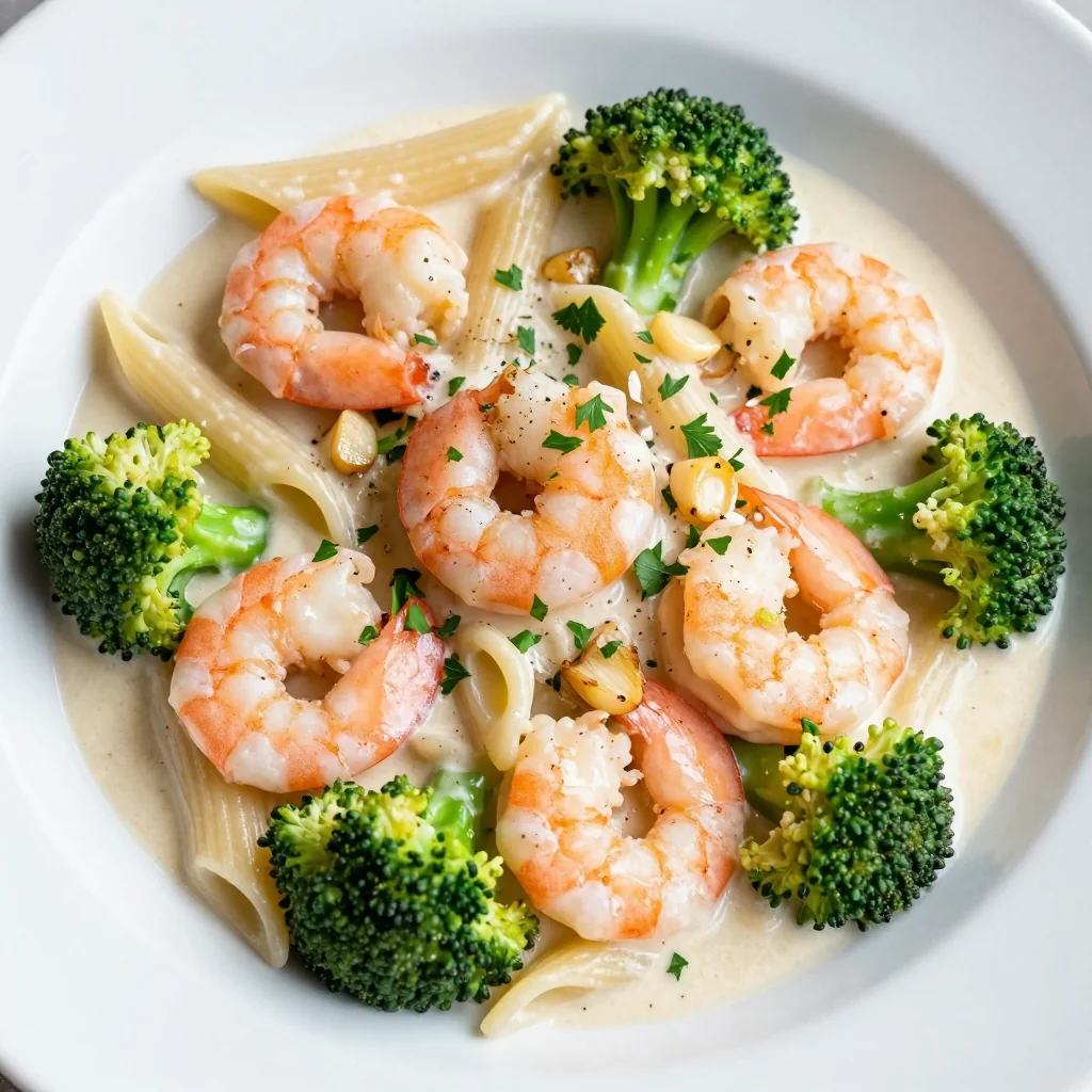 Easy One Pot Creamy Shrimp and Broccoli Pasta