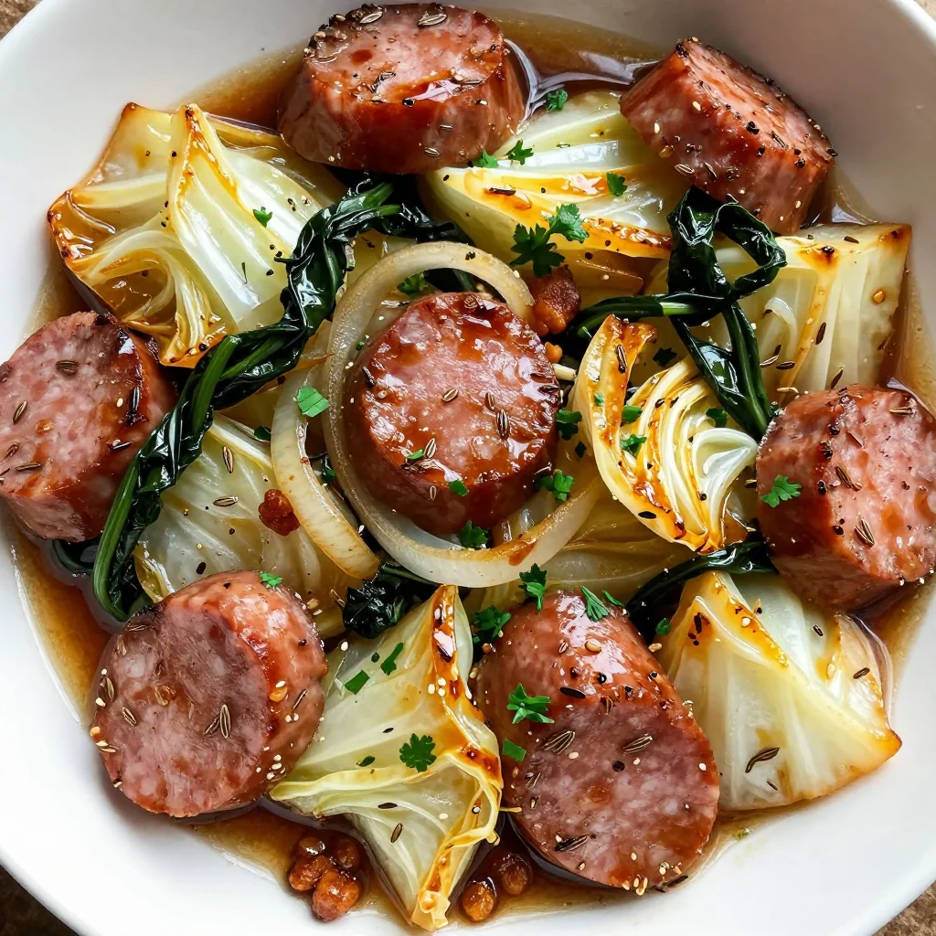 One Pan Sausage and Cabbage with Caraway Seeds