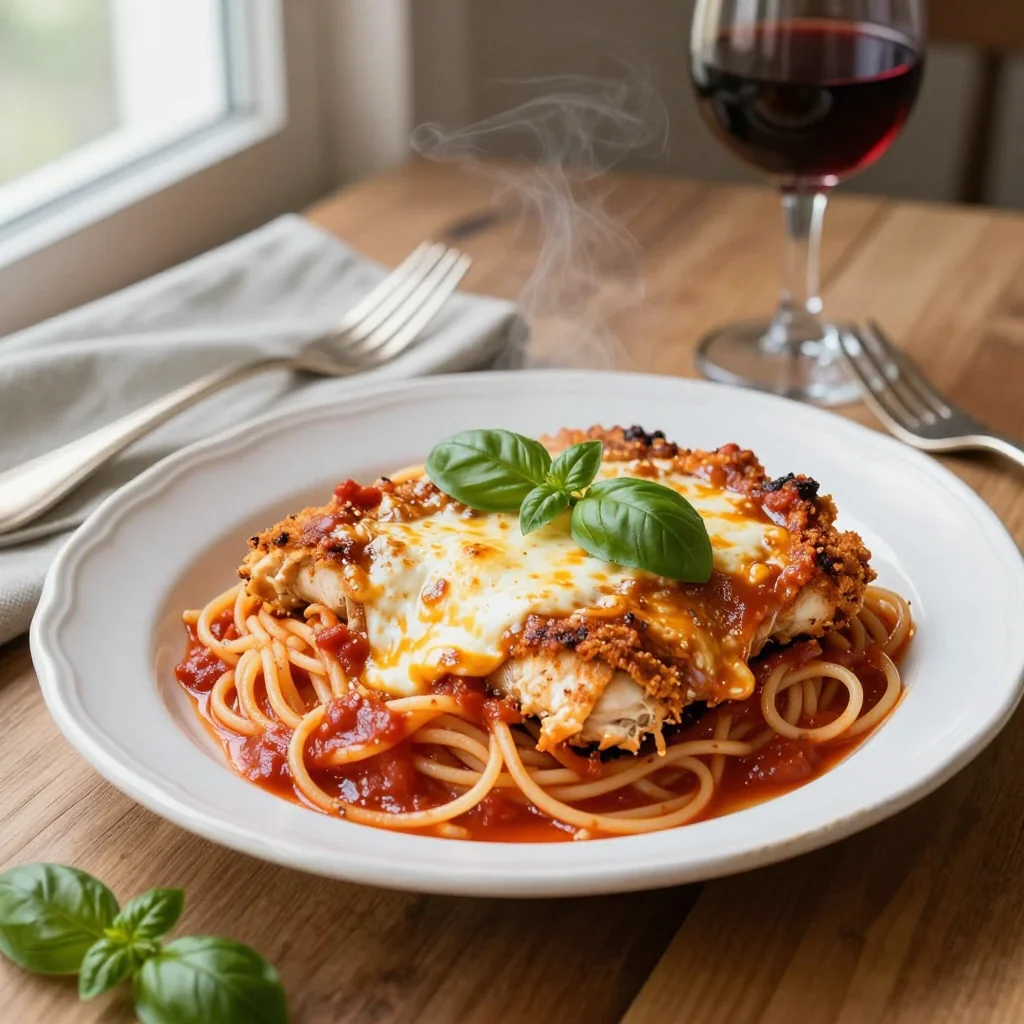 Chicken Parmesan with Spaghetti Marinara