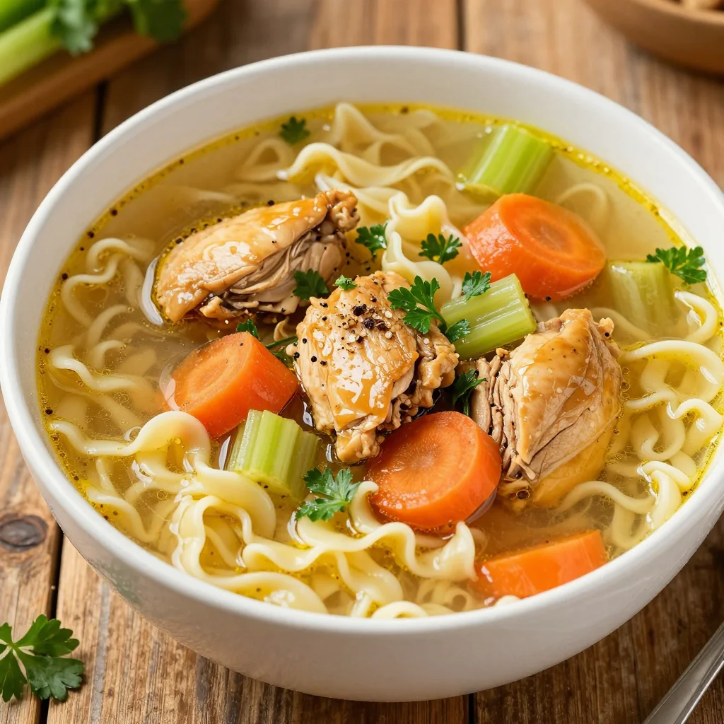 Freezer Friendly Chicken Noodle Soup for Sick Days