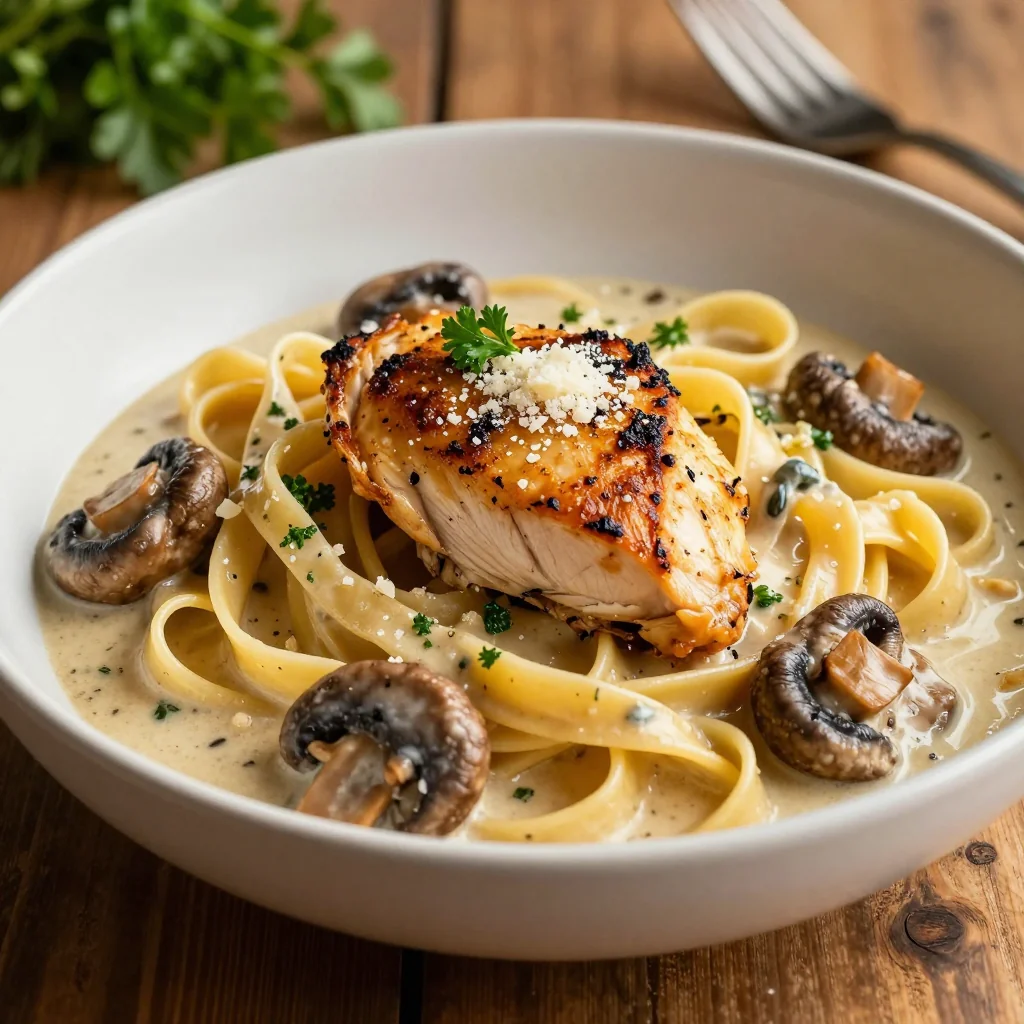 One-Pot Creamy Mushroom and Chicken Pasta for a Comforting Meal