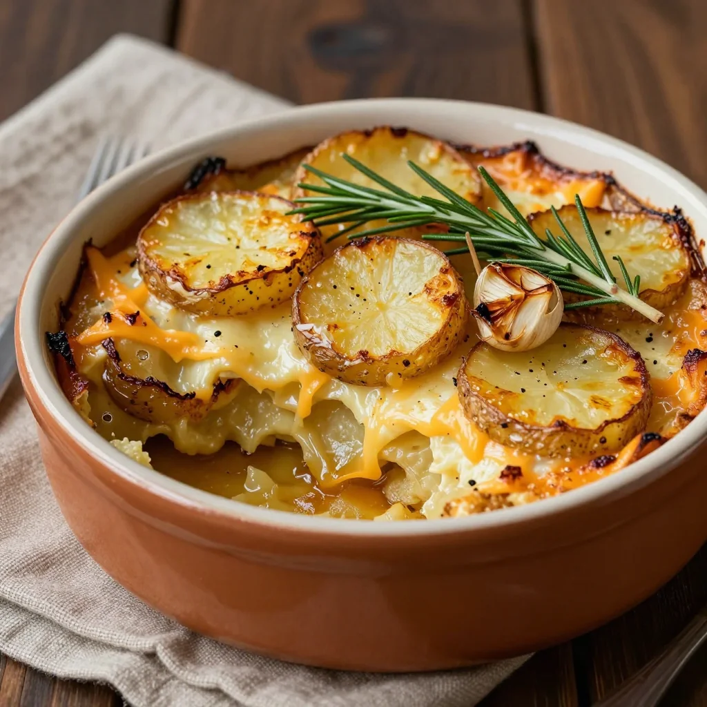 savory rosemary and garlic potato gratin for winter family suppers