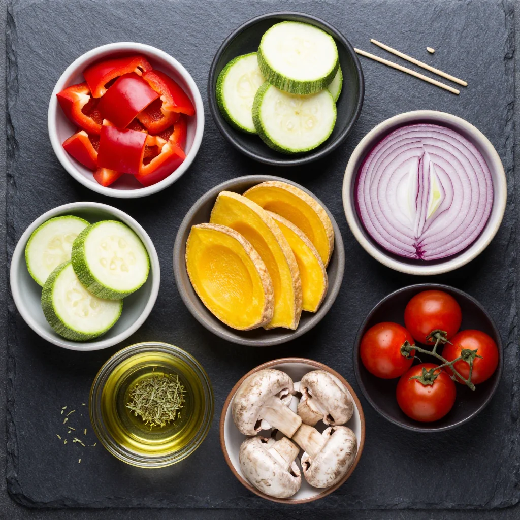 Ingredients for freezer friendly veggie skewers