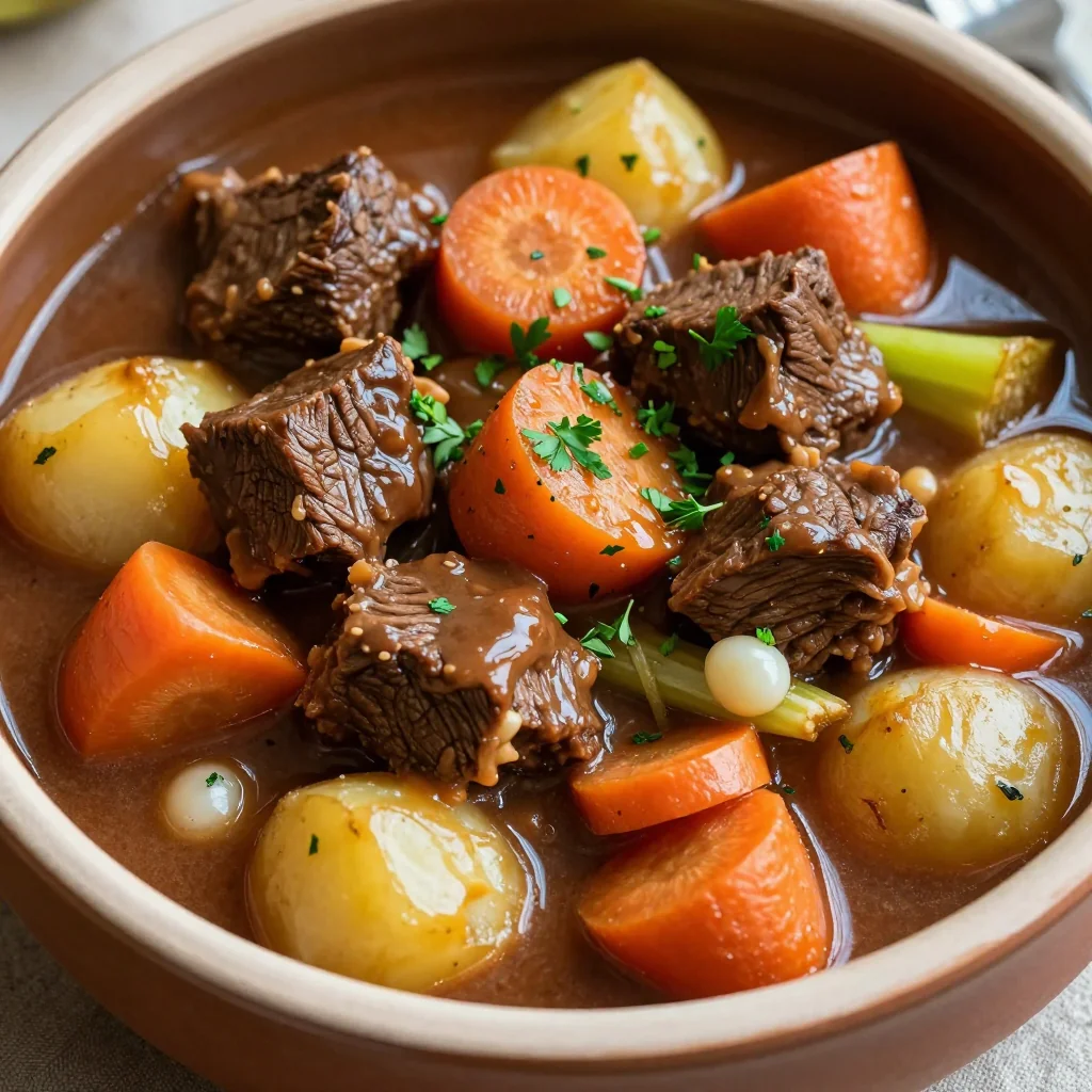 slow cooker beef stew with winter vegetables and hearty potatoes