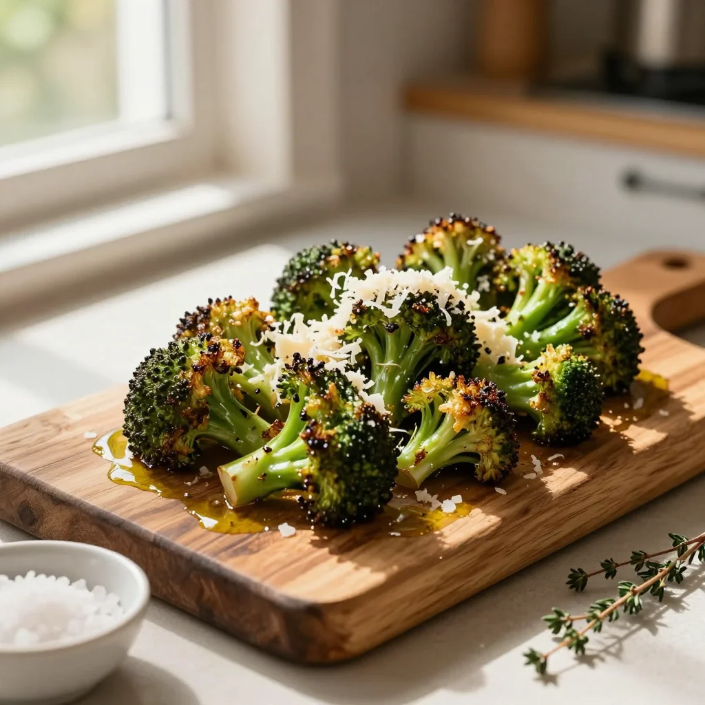 Garlic Roasted Broccoli with Parmesan Cheese