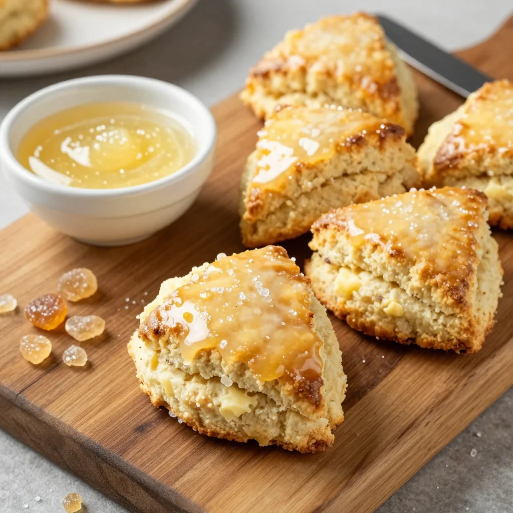 Warm Spiced Pear and Ginger Scones with a Lemon Glaze