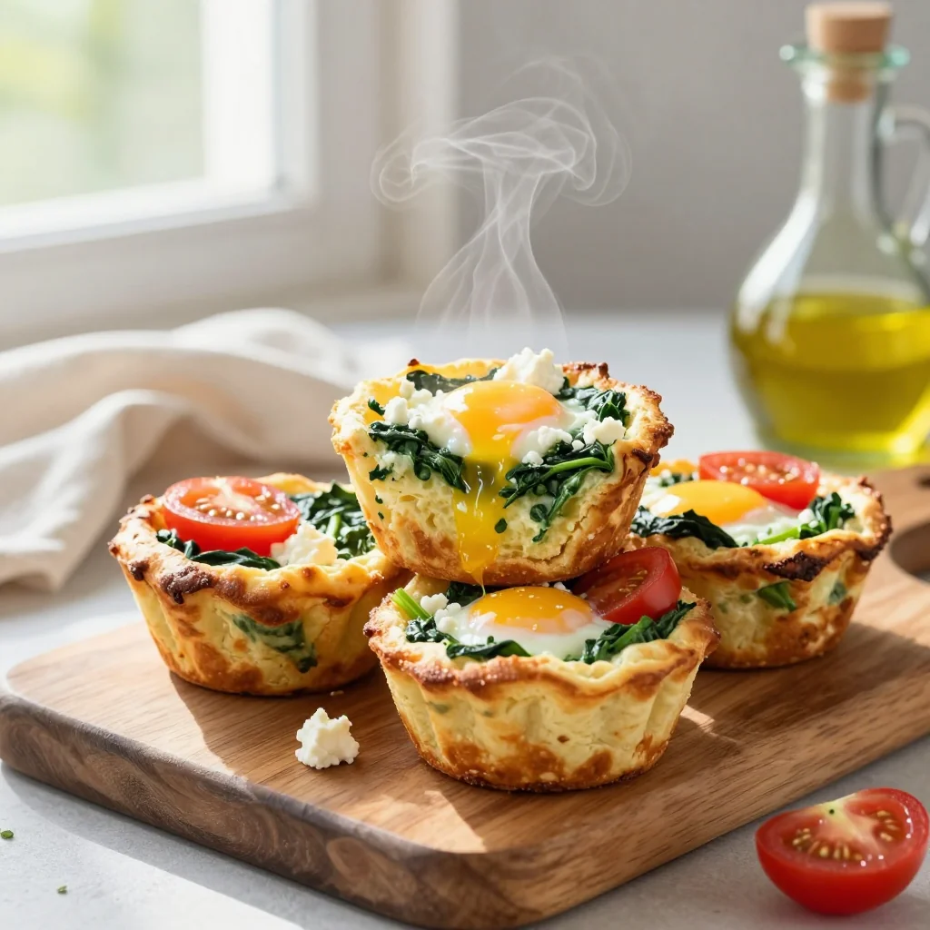 Breakfast Egg Muffins with Spinach Feta and Tomato