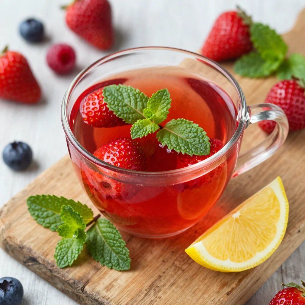 Strawberry Detox Breakfast Tea with Mint