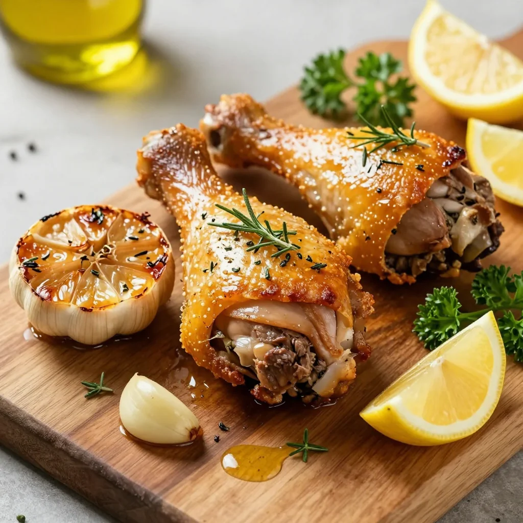 Oven Baked Chicken Legs with Garlic and Herbs