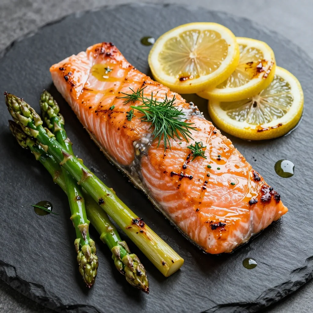 Baked Salmon With Asparagus And Lemon For Reset