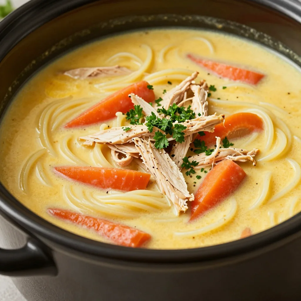 Cozy Slow Cooker Creamy Chicken Noodle Soup
