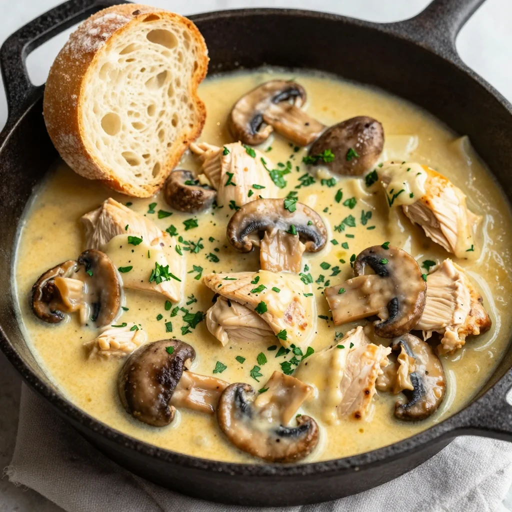 One Pot Creamy Chicken and Mushroom for NFL Playoffs