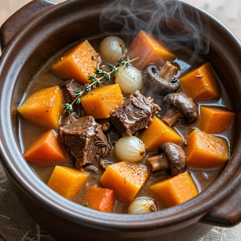slow cooker hearty beef and winter squash stew for january nights